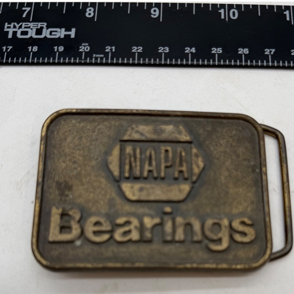 Vintage NAPA Bearings Belt Buckle RJ Roberts USA Brass Tone Automotive‎ Promo